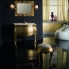 Meuble sous vasque rétro BELLAGIO de LASA IDEA en bois massif finition feuille d'or + plan marbre Trani
