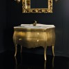 Meuble sous vasque rétro BELLAGIO de LASA IDEA en bois massif finition feuille d'or + plan marbre Trani