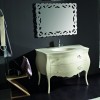 Meuble sous vasque rétro BELLAGIO de Lasa Idea en bois massif laqué, blanc cassé "lino" brillant_P2
