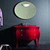 Meuble sous vasque rétro BELLAGIO de Lasa Idea en bois massif laqué, rouge brillant_P3