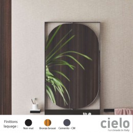 Miroir lumineux mural 110x70 cm design ELLE OVALE de Ceramica Cielo, cadre acier 3 finitions