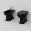 Cuvette WC à poser rétro Ellade de Hidra Ceramica, sortie verticale, céramique noir brillant