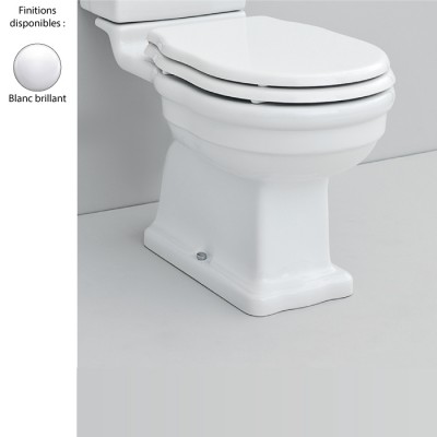 Cuvette WC monobloc rétro HERMITAGE - ELLADE, sortie verticale, céramique blanche