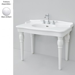 Lavabo console rétro suspendu 112x63 cm HERMITAGE de Artceram, céramique blanc brillant avec pieds céramique