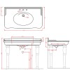 Lavabo console rétro suspendu 112x63 cm avec pieds céramique HERMITAGE de Artceram, schéma technique