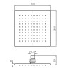 Pommeau de douche carré 20x20cm design AGUABLU de Zucchetti, schéma technique