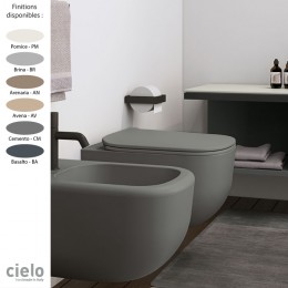 Cuvette WC sans bride suspendue design ERA 2.0 de Ceramica Cielo, céramique Terre di Cielo