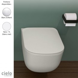 Cuvette WC sans bride suspendue design ERA de Ceramica Cielo, 37x53 cm, céramique blanche