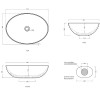 Vasque ovale à poser 62x45xH18 cm design ECO de Ceramica Cielo, schéma technique