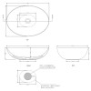 Vasque ovale à poser 58x42xH16,5 cm design ECO de Ceramica Cielo, schéma technique