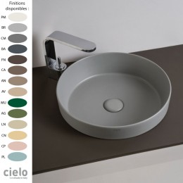 Vasque ronde semi-encastrée Ø40 cm design ENJOY, céramique coloris terre di Cielo