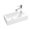 Lave-mains 40x20 cm design MODULO de Cedam, 1 trou droite, cuve rectangulaire, résine blanc brillant_P1