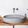 Vasque ovale à poser 60x45 cm design OVUM de Gravelli, béton poli gris clair_A1