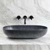 Vasque ovale à poser 65x35 cm design OVAL de Gravelli, béton poli anthracite