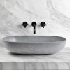 Vasque ovale à poser 65x35 cm design OVAL de Gravelli, béton poli gris clair