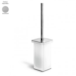 Brosse WC à poser design OVER de Colombo Design, verre dépoli/ inox brossé