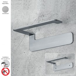 Dérouleur papier WC design OVER de Colombo Design, fixation avec ou sans vis, inox brossé