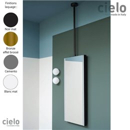 Miroir lumineux suspendu plafond 40xh95 cm télescopique ARGO, cadre métal noir, blanc, bronze ou gris