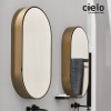 Armoire miroir murale ovale 90x50 cm, I CATINI de Ceramica Cielo, structure bois laqué bronze