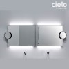 Miroir lumineux mural 90x60 cm + miroir grossissant, POLIFEMO de Ceramica Cielo, encadrement métal noir mat