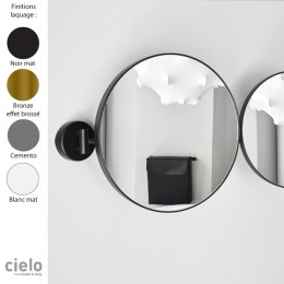 Miroir mural rond Ø40 cm, bras orientable, PLUTO de Ceramica Cielo, cadre métal laqué 4 finitions