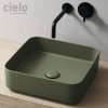 Vasque carrée à poser 40x40 cm design SHUI COMFORT de Ceramica Cielo, céramique agave_P2