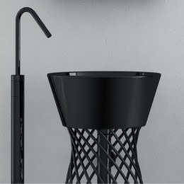 Vasque ronde à poser Ø43 cm design WIRE de Artceram, céramique, noir brillant_P2