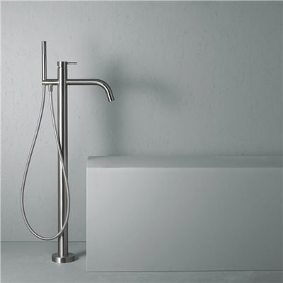 Mitigeur baignoire sur pied OTTAVO-SOURCE en inox, bec haut 84 cm