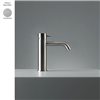 Mitigeur lavabo design SOURCE de Quadro Design, bec haut 10 cm, inox 316L brossé