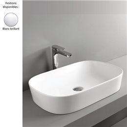Vasque rectangulaire à poser 65x42 cm design GHOST de Artceram, céramique blanc brillant