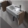 Lave-mains 40x22 cm design HUNG, trou droite + porte-serviette, céramique blanc brillant_P2