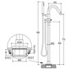 Mitigeur baignoire sur pied design DIAMETRO35, bec haut 77 cm, laiton_ schéma technique