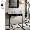 Lavabo console 93x58 cm rétro ELLADE, céramique blanc brillant + piètement en bois noir