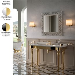 Lavabo console 112x63 cm rétro HERMITAGE - ELLADE, céramique blanc-noir et doré