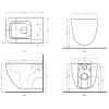 Cuvette WC sans bride suspendue design SHUI COMFORT, céramique, 8 coloris, schéma technique