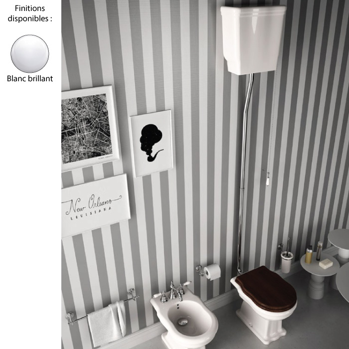 Réservoir WC suspendu blanc pour chasse à chaine HERMITAGE-ELLADE