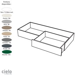 Meuble sous vasque 120x50xH18 cm design MILANO de Ceramica Cielo, 1 tiroir, bois laqué 8 coloris