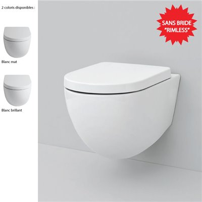 Cuvette wc suspendue sans bride FILE 2.0, céramique blanche, ARTCERAM