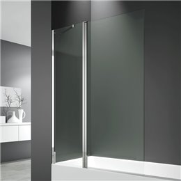 Pare-baignoire 122xh150 cm fixe + pivotant OPEN, verre transparent, profilé aluminium poli_P2