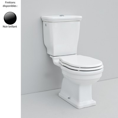 Pack WC monobloc rétro HERMITAGE - ELLADE, sortie verticale, céramique noir brillant