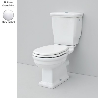 Pack WC monobloc rétro HERMITAGE - ELLADE, sortie horizontale, céramique blanc brillant