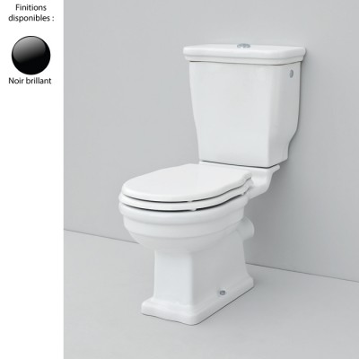Pack WC monobloc rétro HERMITAGE - ELLADE, sortie horizontale, céramique noir brillant