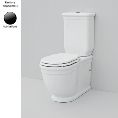 Pack WC monobloc rétro HERMITAGE - ELLADE, sortie duale, céramique noir brillant