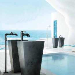 Mitigeur lavabo-vasque sur pied design TU-YO, noir_A1