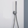 Set de douche design rond : prise d'eau/support et douchette, laiton chromé + flexible_P1