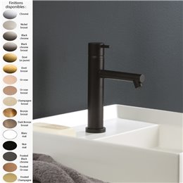 Mitigeur lavabo à poser DIAMETRO35 de Ritmonio, bec 65° - haut 11 cm, saillie 12 cm, laiton 16 finitions