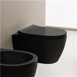 Cuvette WC sans bride suspendue design MOON 36x50,5cm, céramique noir_A1
