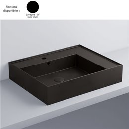 Lavabo suspendu 60x48 cm ENJOY, avec ou sans trou, céramique noire