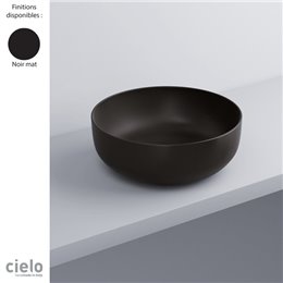 Vasque ronde à poser Ø40xH15 cm design ERA de Ceramica Cielo, céramique noir mat