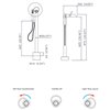Mitigeur baignoire sur pied PURE de Jee-O + douchette, bec haut 82 cm, inox brossé, schéma technique